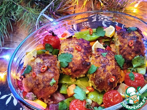 Запеченные котлеты из индейки с овощами Запеченные котлеты из индейки с овощами