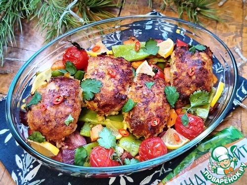Запеченные котлеты из индейки с овощами Запеченные котлеты из индейки с овощами