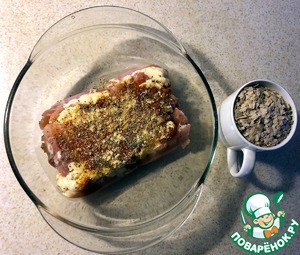 Запеченные куриные бедра с рисовыми хлопьями Запеченные куриные бедра с рисовыми хлопьями