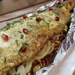 Запеченый белый амур под сметанной корочкой