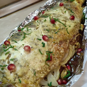 Запеченый белый амур под сметанной корочкой