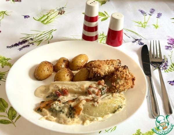 Запечённый цикорий в сливочном соусе