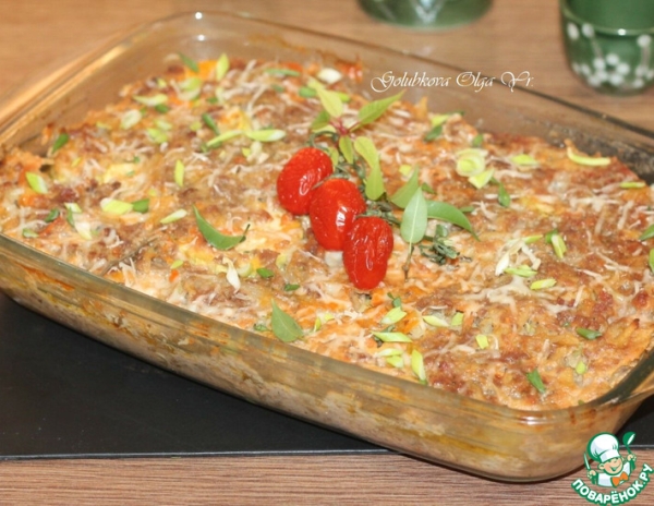 Запеканка с картофелем, кабачками, мясным фаршем Запеканка с картофелем, кабачками, мясным фаршем