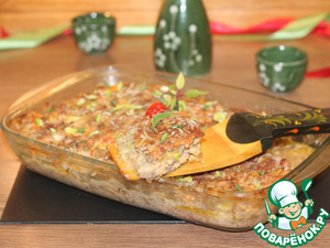 Запеканка с картофелем, кабачками, мясным фаршем Запеканка с картофелем, кабачками, мясным фаршем
