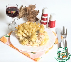 Запеканка с лососем и рожками Запеканка с лососем и рожками