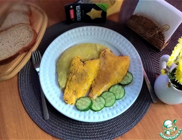 Жареная камбала в хрустящей панировке Жареная камбала в хрустящей панировке