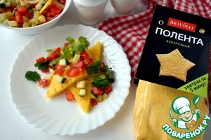 Жареная полента с овощной сальсой Жареная полента с овощной сальсой