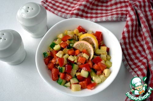 Жареная полента с овощной сальсой Жареная полента с овощной сальсой