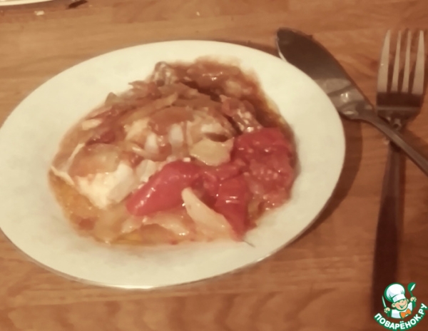 Жареная треска с самбалом из помидоров