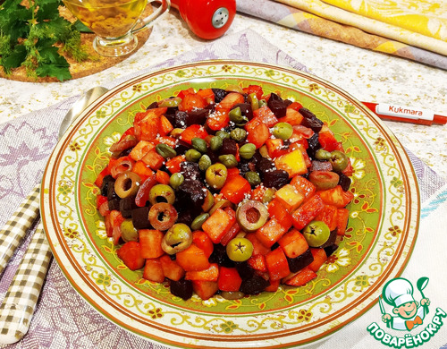 Жареный винегрет с оливками и каперсами