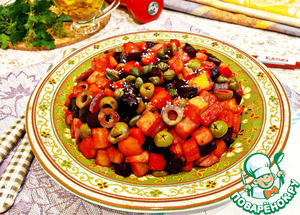 Жареный винегрет с оливками и каперсами