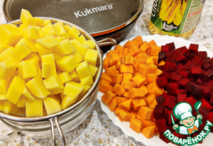 Жареный винегрет с оливками и каперсами