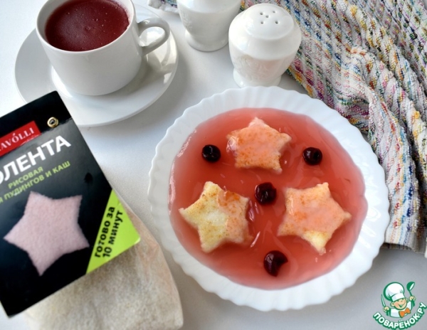 Звездочки из поленты с ягодным киселем Звездочки из поленты с ягодным киселем